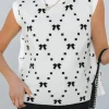 Best Dear-Lover Bow Pattern Buttoned Side Cropped Sweater Vest White