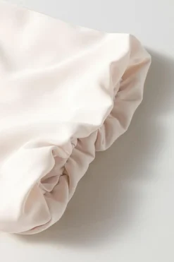 Online Dear-Lover Bow Tie Short Puff Sleeve Ruffle Hem Blouse White