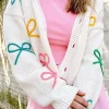 Outlet Dear-Lover Bowknot Drop Shoulder Knitted Button up Cardigan White