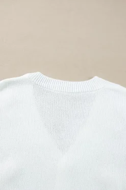 Outlet Dear-Lover Bowknot Drop Shoulder Knitted Button up Cardigan White
