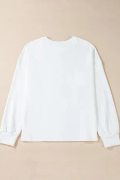 Outlet Dear-Lover Bowknot Pattern Drop Shoulder Loose Sweatshirt White