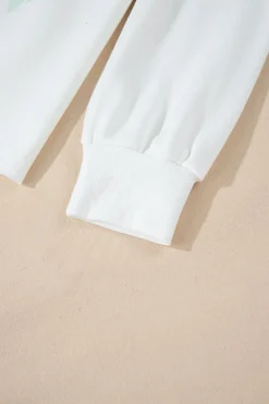 Outlet Dear-Lover Bowknot Pattern Drop Shoulder Loose Sweatshirt White