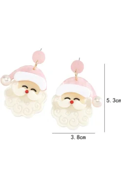 Fashion Dear-Lover Bright Pearl Decor Cute Father Christmas Earrings White
