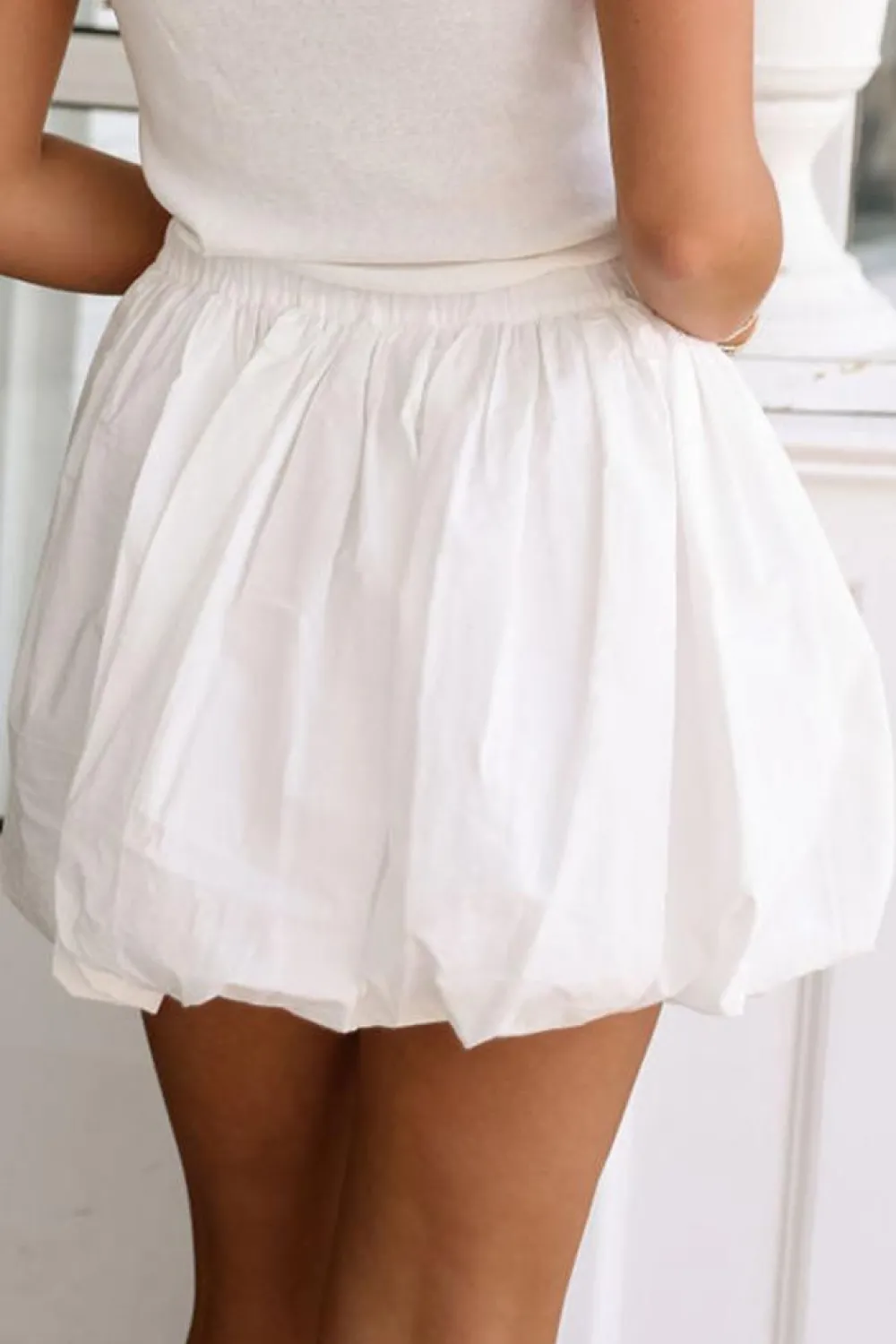 Discount Dear-Lover Bubble Mini Skirt with Pockets White