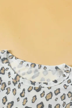 Best Dear-Lover Butterfly Sleeve Leopard Print Top White