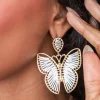 Outlet Dear-Lover Butterfly Woven Alloy Earrings White