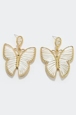 Outlet Dear-Lover Butterfly Woven Alloy Earrings White