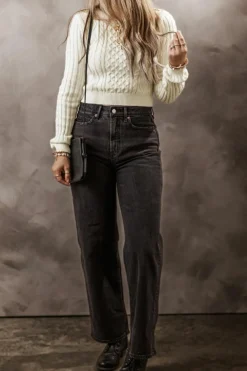 Outlet Dear-Lover Cable Knit Cropped Sweater White
