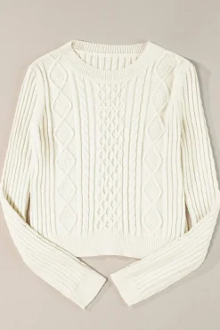 Outlet Dear-Lover Cable Knit Cropped Sweater White