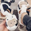 Outlet Dear-Lover Cartoon Animal Cow Plush Slippers White