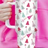 Hot Dear-Lover Cartoon Christmas Tree Printed Thermos Cup 40oz White