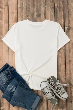 Sale Dear-Lover Casual Plain Crew Neck Tee White