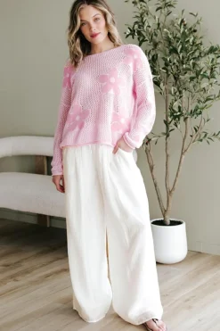 Best Dear-Lover Casual Tie Waist Pleated Wide Leg Pants White