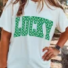 Best Dear-Lover Checkerboard LUCKY Graphic St Patrick Tee White