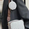 Hot Dear-Lover Checkered Print PU Leather Shoulder Bag with Coin Wallet White