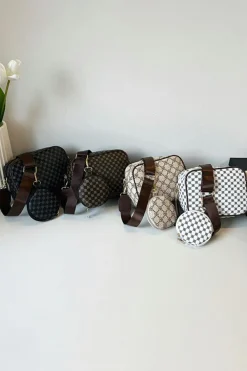 Hot Dear-Lover Checkered Print PU Leather Shoulder Bag with Coin Wallet White