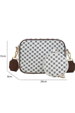 Hot Dear-Lover Checkered Print PU Leather Shoulder Bag with Coin Wallet White