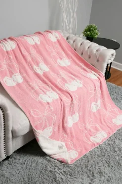 Discount Dear-Lover Cheery Print Reversible Soft Blanket 127*152cm White