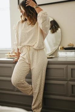 Fashion Dear-Lover Cheetah Print Two Piece Loose Fit Cozy Loungewear White