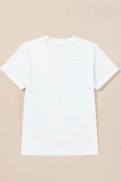 Online Dear-Lover Christmas Bowknot Graphic Cotton Blend T Shirt White