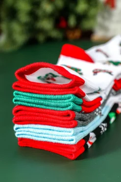 New Dear-Lover Christmas Cartoon Pattern 5 Pairs/Set Socks Set with Box White