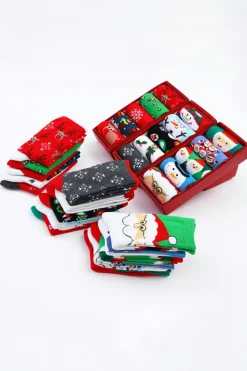 New Dear-Lover Christmas Cartoon Pattern 5 Pairs/Set Socks Set with Box White