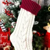Discount Dear-Lover Christmas Color Block Hanging Stocking Home Decoration White