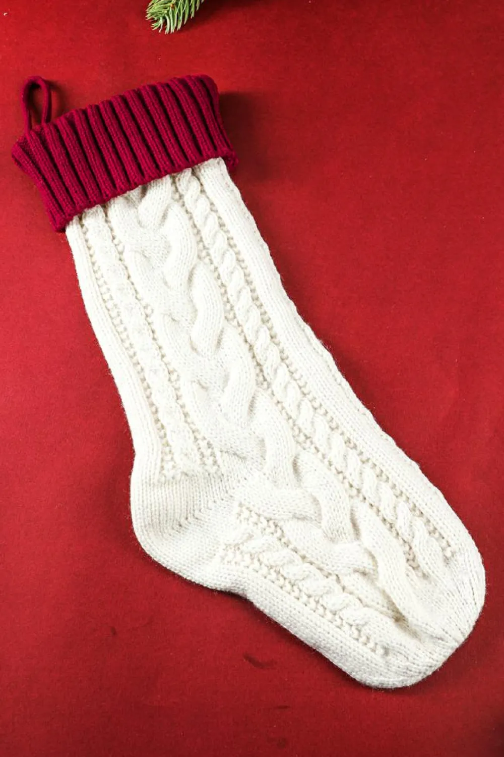 Discount Dear-Lover Christmas Color Block Hanging Stocking Home Decoration White