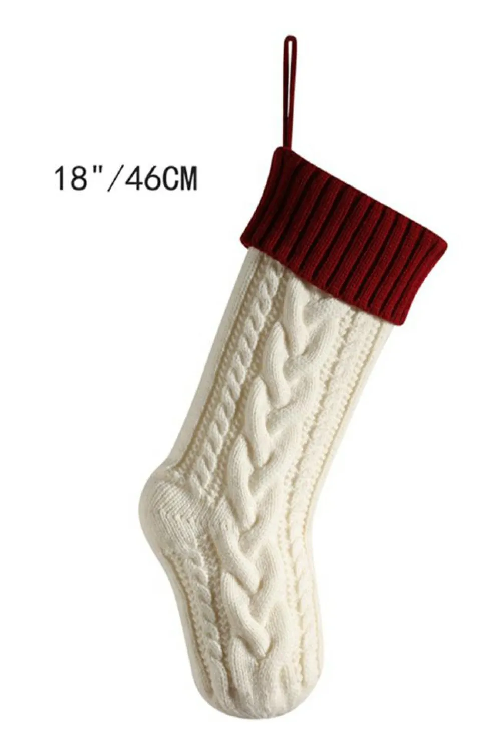 Discount Dear-Lover Christmas Color Block Hanging Stocking Home Decoration White