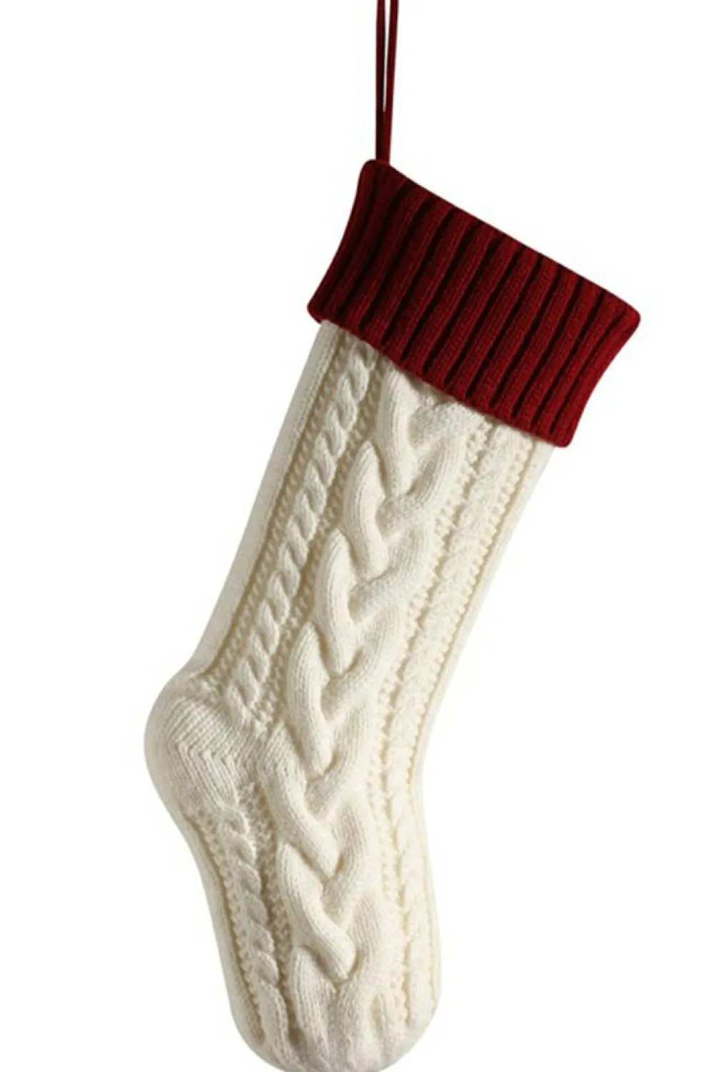 Discount Dear-Lover Christmas Color Block Hanging Stocking Home Decoration White