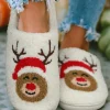 Outlet Dear-Lover Christmas Deer Home Indoor Plush Slippers White