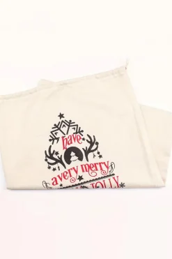 Clearance Dear-Lover Christmas Pattern Print Drawstring Large Gift Sack White