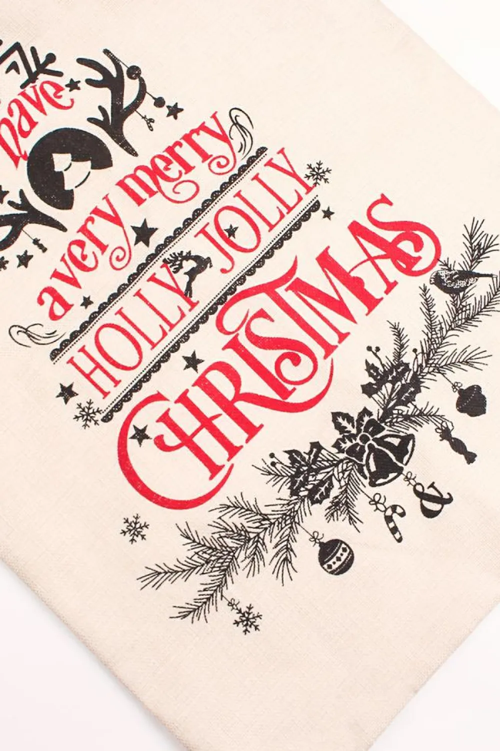 Clearance Dear-Lover Christmas Pattern Print Drawstring Large Gift Sack White