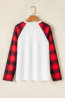 Hot Dear-Lover Christmas Plaid Reindeer Graphic Long Sleeve Lounge Set White