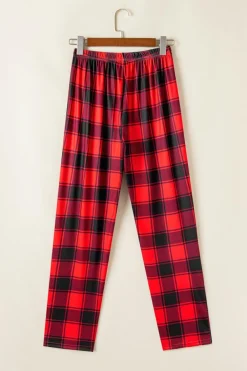 Hot Dear-Lover Christmas Plaid Reindeer Graphic Long Sleeve Lounge Set White