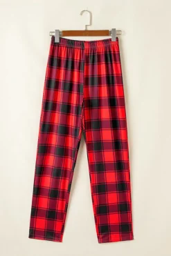 Hot Dear-Lover Christmas Plaid Reindeer Graphic Long Sleeve Lounge Set White