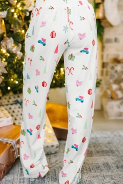 Outlet Dear-Lover Christmas Print Lapel Shirt and Pants Sleepwear White
