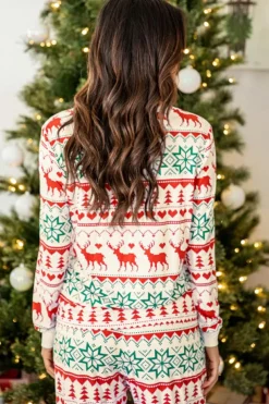 Best Dear-Lover Christmas Print Pullover and Pants Lounge Set White