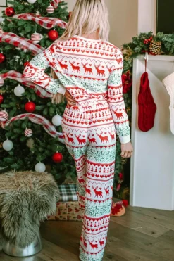 Best Dear-Lover Christmas Print Pullover and Pants Lounge Set White
