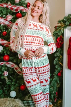 Best Dear-Lover Christmas Print Pullover and Pants Lounge Set White