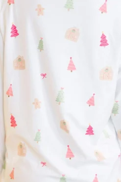 Best Dear-Lover Christmas Print Short Sleeve Shirt and Shorts Pajama Set White