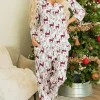 Sale Dear-Lover Christmas Printed Shirt and Pants Pajama Set White