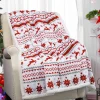 Hot Dear-Lover Christmas Reindeer Snowflake Printed Sherpa Blanket White