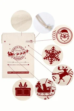 Clearance Dear-Lover Christmas Santa Claus Elk Letter Print Drawstring Gift Sack Bag White