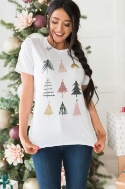 Discount Dear-Lover Christmas Tree Graphic Tee White