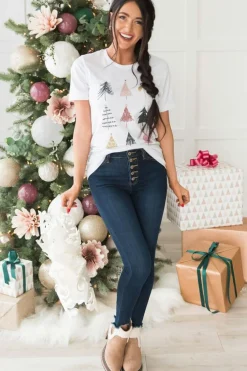 Discount Dear-Lover Christmas Tree Graphic Tee White
