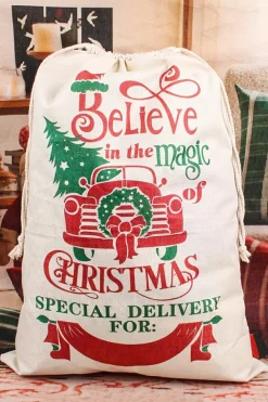 Outlet Dear-Lover Christmas Tree Truck Print Drawstring Large Gift Bag White