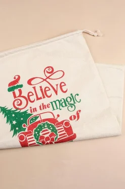 Outlet Dear-Lover Christmas Tree Truck Print Drawstring Large Gift Bag White