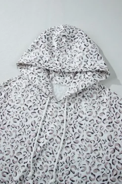 Fashion Dear-Lover Classic Leopard Hoodie and Shorts Set White