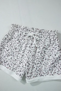 Fashion Dear-Lover Classic Leopard Hoodie and Shorts Set White